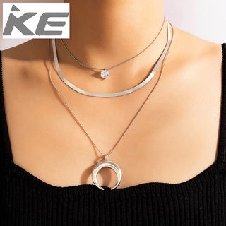 multi-necklace Simple temperament horn moon diamond 3-accessories necklace for girls for women
