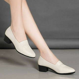 สินค้า รองเท้าหุ้มส้น รองเท้าหนังแท้ Red and Sunny Leather SLIP-ON รองเท้าหนังขนาดเล็ก2020สไตล์ใหม่ MOM สไตล์ loafers ผู้หญิงสบ