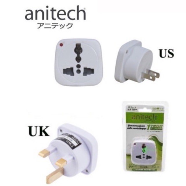 ภาพหน้าปกสินค้าAnitech หัวแปลง ปลั๊กแปลง สำหรับต่างประเทศ PowerStrip // Surge Adapter H106-US/UK จากร้าน t_electric บน Shopee