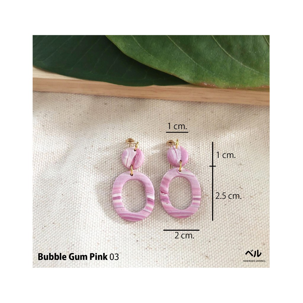 ต่างหูแฟชั่น-ต่างหูวินเทจ-vintage-handmade-earring-สี-bubble-gum-pink
