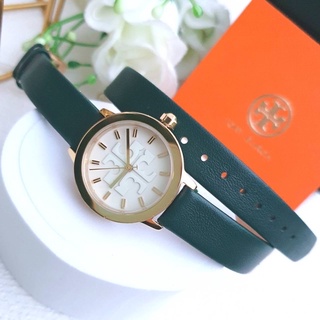 (ผ่อน0%) Tory Burch Gigi Double Wrap Watch TBW2003 นาฬิกาข้อมือหญิง สายหนังสีเขียว ขนาดหน้าปัด 28mm. พัน2 ทบ