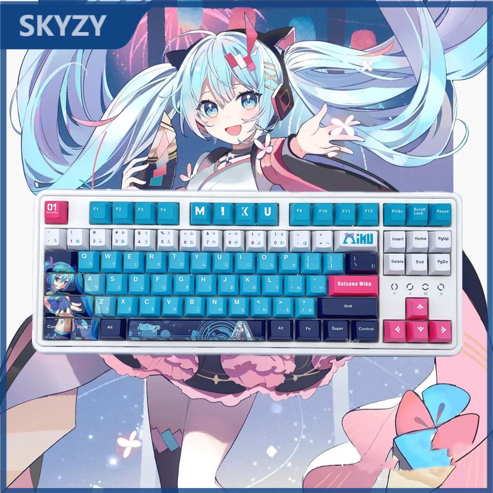 Hatsune Miku Keycap Cherry Profile Miku อะนิเมะ PBT Dye Sub คีย์บอร์ด ...