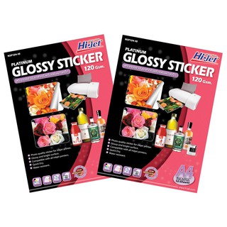 สติกเกอร์ผิวมันเงา สำหรับเครื่องพิมพ์อิงค์เจ็ท Hi-jet PLATINUM GLOSSY STICKER 120g10แผ่น NSP124-10