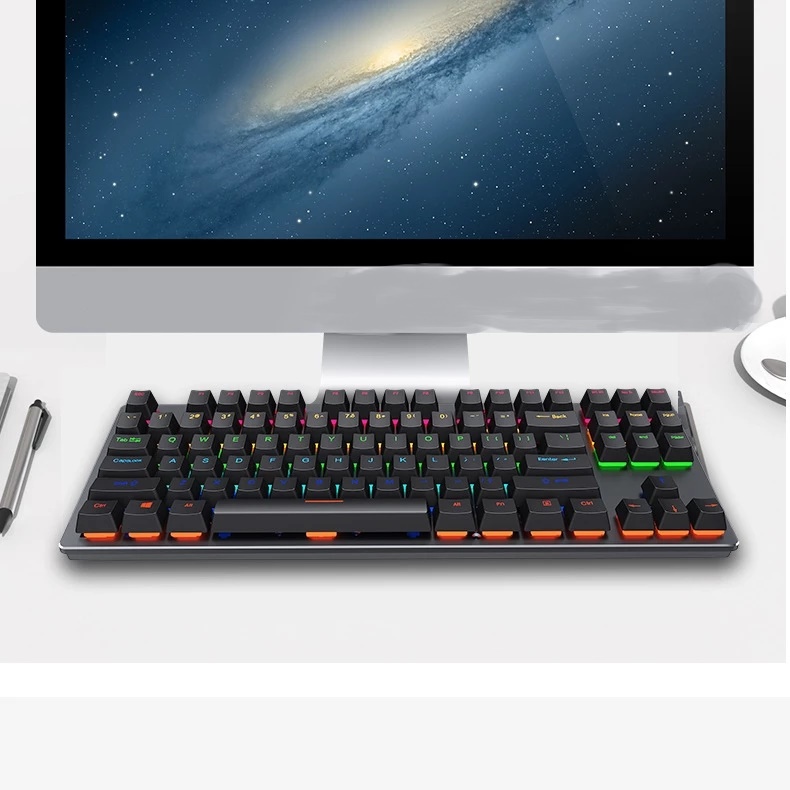 Rgb Leaven RGB 87 คีย์ผสมปุ่มกดสี True Mechanical Gaming Keyboard ...