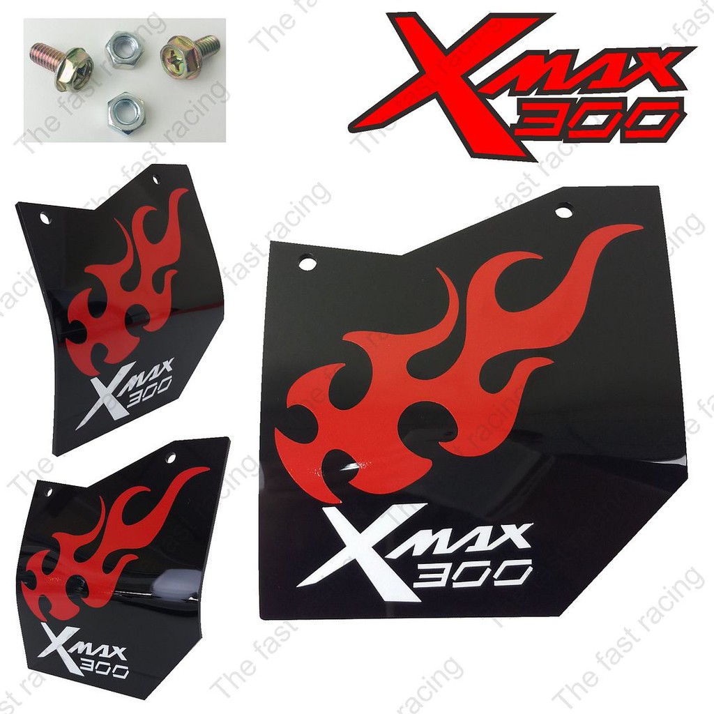 ราคาถูกสุดๆ-แผ่นบังได-xmax300-กันดีดx-max300-กันน้ำดีดx-max300-อคิลิคสีดำลายxmax-fire
