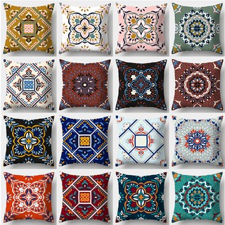 ปลอกหมอน Mandala ทรงสี่เหลี่ยมขนาด 45x45 ซม. สไตล์โบโฮ