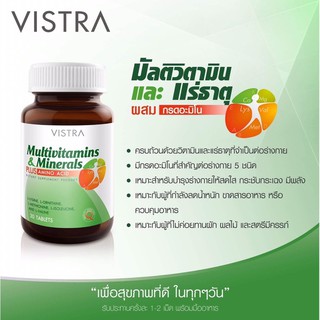 ภาพหน้าปกสินค้าVistra Multivitamins & Minerals Plus Amino Acid 30 Tablets จำนวน 1 ขวด ที่เกี่ยวข้อง