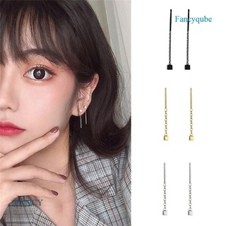 Fancy ต่างหูพู่ยาว ทรงสี่เหลี่ยม เรขาคณิต สีทอง สีเงิน เครื่องประดับ สําหรับผู้หญิง