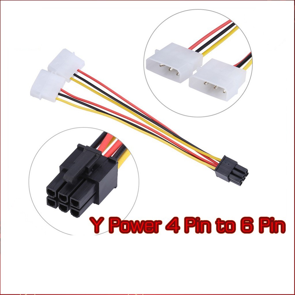 สายแปลง Power 4 Pin x 2 to 6 Pin โมเล็กซ์ อะแดปเตอร์ 6 Pin Pci Express ...