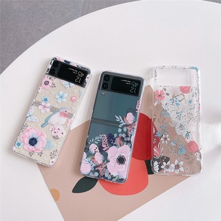 เคสโทรศัพท์ PC แข็ง แบบใส กันกระแทก ลายดอกไม้ เรียบง่าย สําหรับ Samsung Galaxy Z Flip 3 5G Z Flip 3 Flip 3 Samsung Z Flip 3 Z3