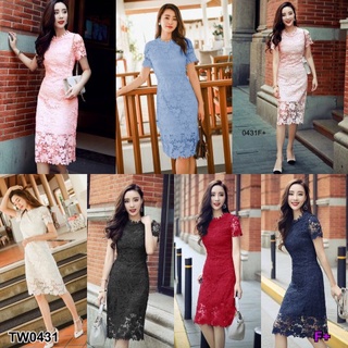 B0431 ชุดเดรสลูกไม้ทรงเข้ารูป Korea Style Korean Style Slim Fit Lace Dress