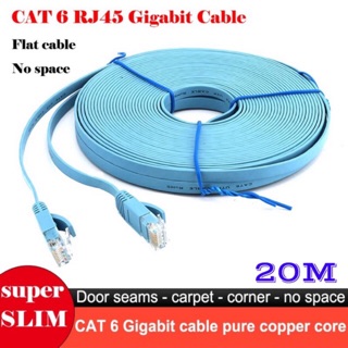 ภาพหน้าปกสินค้าแบน Cat6 Rj45 เครือข่ายสาย Lan Ethernet Cat6 Cat 6 Rj-45 Ethernet Utp Cable สำหรับแล็ปท็อป Router Kabel Connector 20M ซึ่งคุณอาจชอบราคาและรีวิวของสินค้านี้