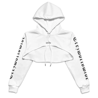 TZ worldwide BE TREZ HIGH CROPPED HOODIE - WHITE