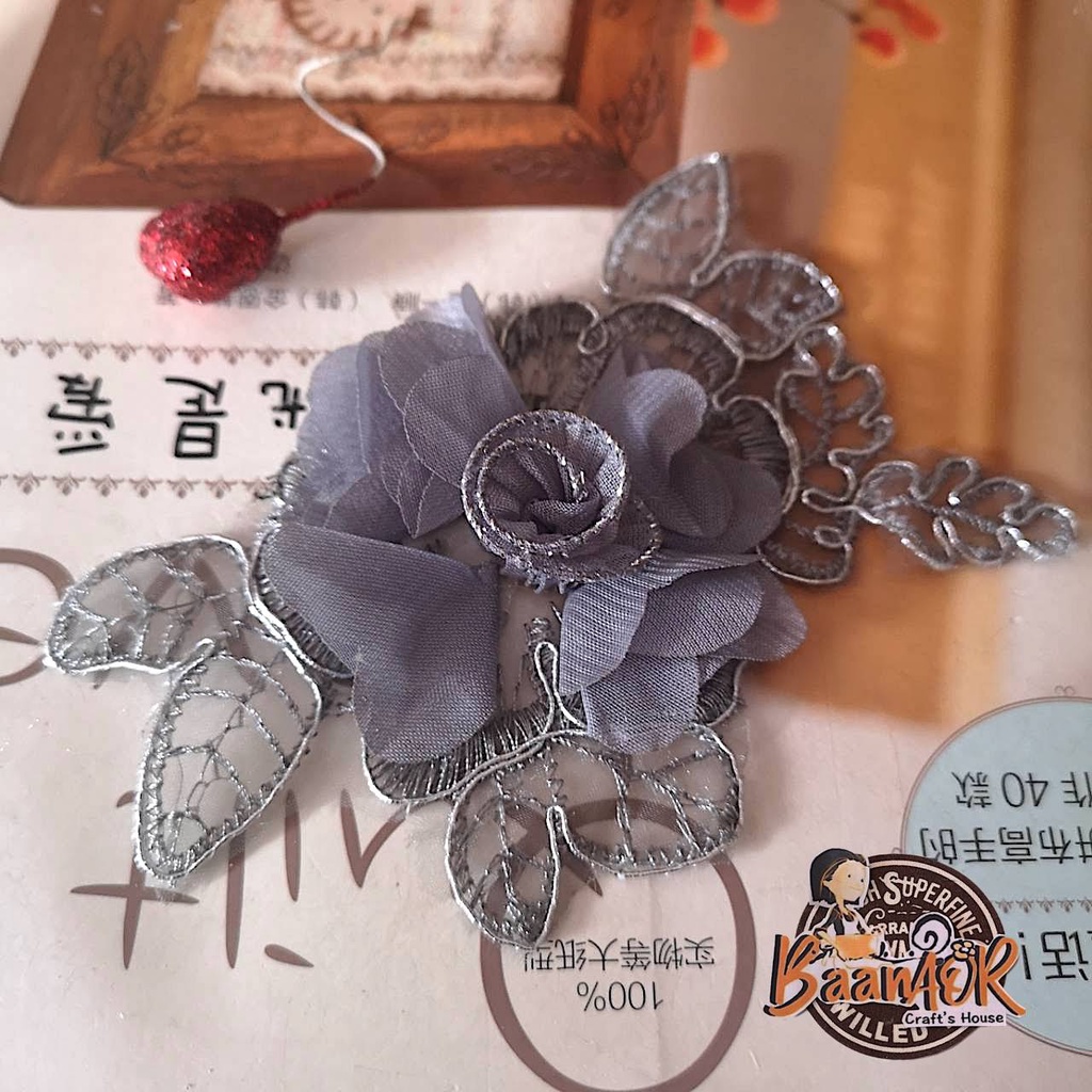 ดอกไม้-ตกแต่ง-ดอกไม้ผ้า-ใช้สำหรับตกแต่งชิ้นงานให้น่ารักมากขึ้น-ขนาด-10cm-carne-สีเทา-จำนวน-1-ดอก-สินค้าพร้อมส่ง