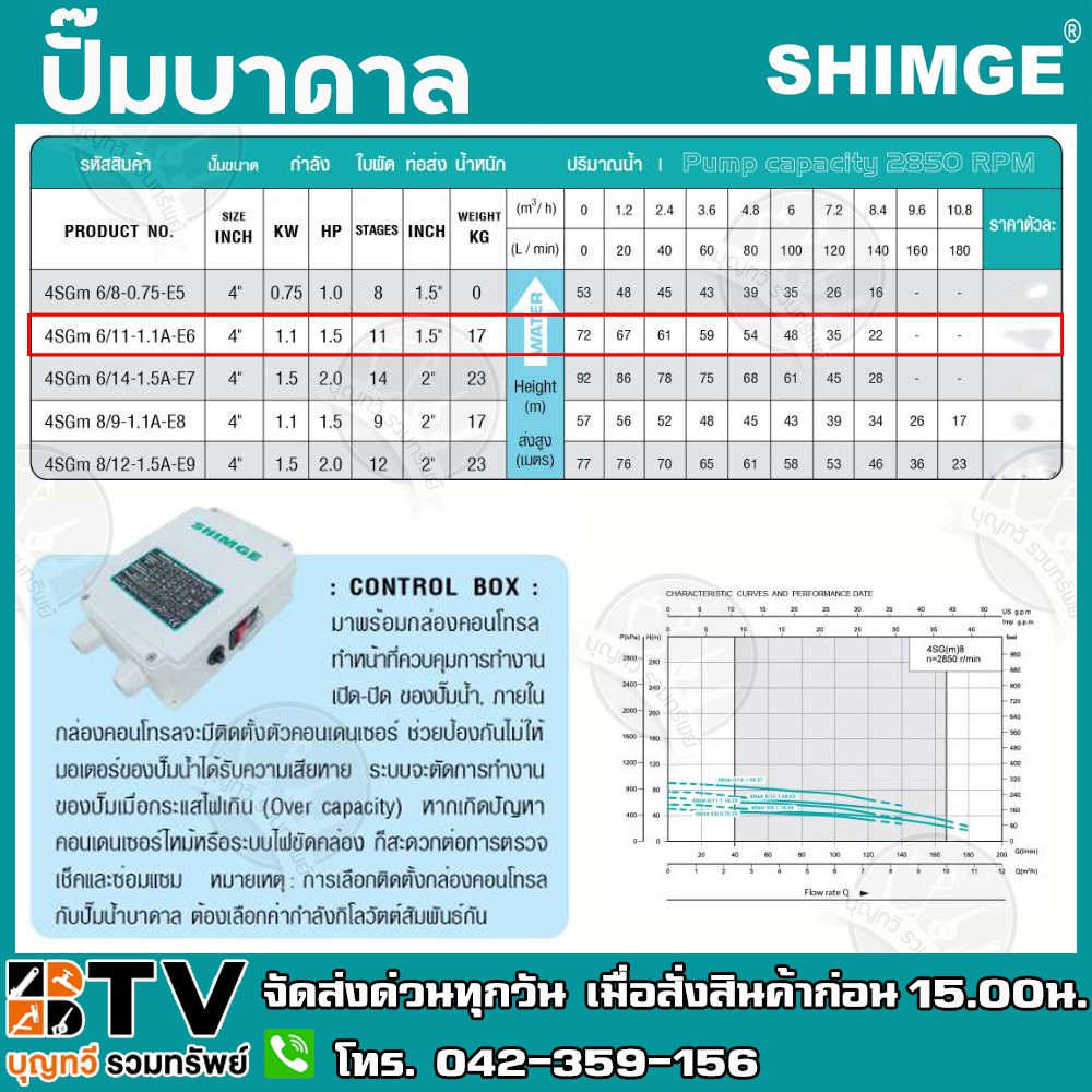 ปั๊มบาดาล-shimge-2-นิ้ว-1-5hp-11ใบ-e6-ซับเมิส-ซับเมอร์ส-ซับเมิร์ส-ปั๊มน้ำ-บาดาล-บ่อบาดาล-ดูดน้ำลึก-submerse-ซิมเก้