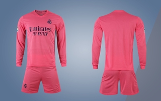 Cbox 20 Ss Real Madrid ทีมเยือนเสื้อฟุตบอลแขนยาวสีชมพู 2020-2021