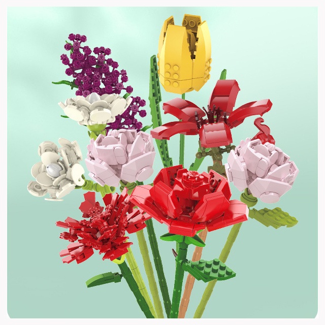 cod-เลโก้-กุหลาบเลโก้-ทิวลิป-ทานตะวัน-จัสมิน-ช่อดอกไม้-ของขวัญ-ดอกไม้-12-ชนิด