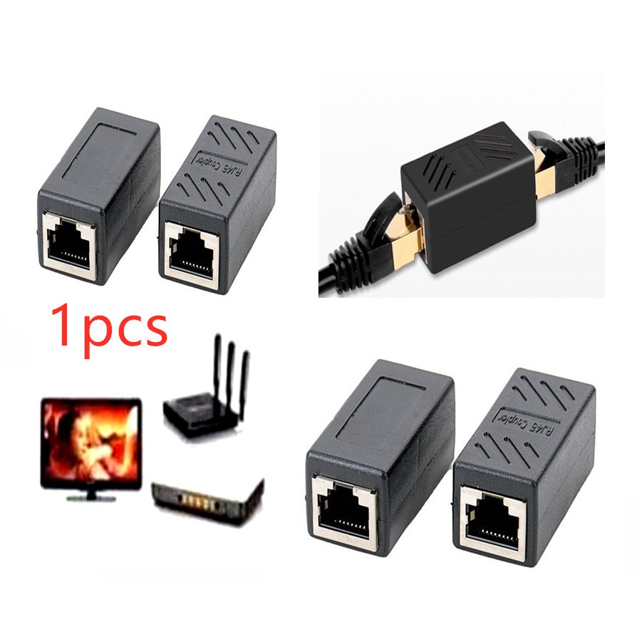 ภาพหน้าปกสินค้าRJ45 Female to Female Network Ethernet LAN Connector Adapter Coupler (1pcs)
