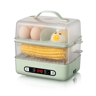 เครื่องต้มไข่ เครื่องนึ่งไฟฟ้า Bear egg cooker double layer steaming plate 9.5h appointment 2.5L