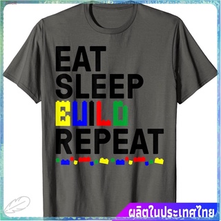ขายดี Illicit เสื้อยืดยอดนิยม Funny Eat Sleep Build Gift Men Women Cool Blocks Building T-Shirt Popular T-shirts
