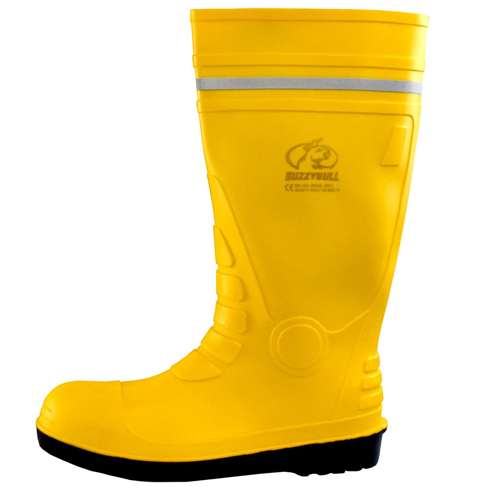 YELLOW SAFETY BOOT 38 cm รองเท้าบูทยาง หัวเหล็ก พื้นเหล็ก บนเหลืองพื้น ...