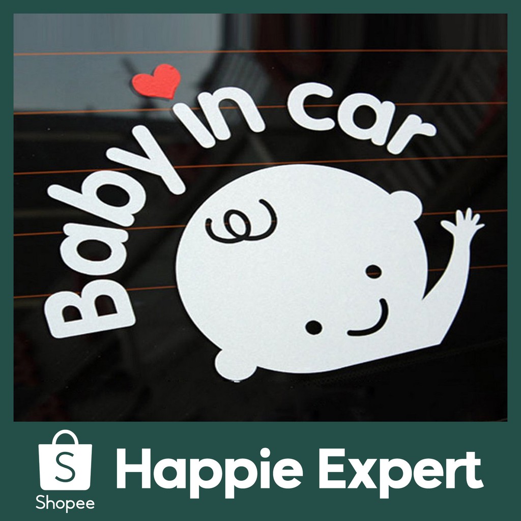 ภาพหน้าปกสินค้าhappie สติ๊กเกอร์ติดรถ BABY IN CAR สำหรับตกแต่งรถยนต์