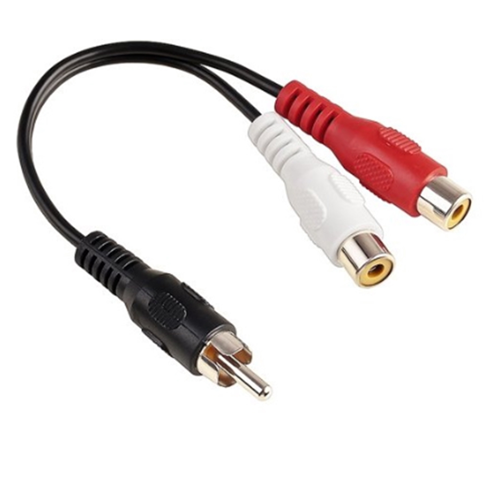 1 RCA Male Mono To 2 RCA Female Stereo Audio Splitter A/V Cable ...