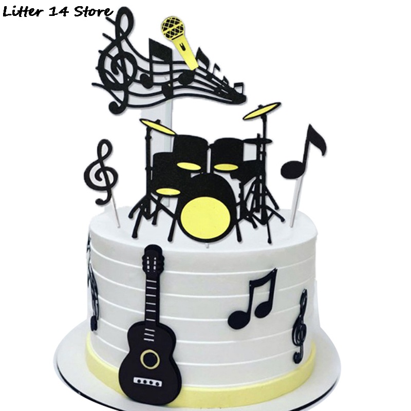 ท็อปเปอร์กระดาษ ลายการ์ตูนโน้ตดนตรี Happy Birthday สําหรับตกแต่งเค้กวัน ...