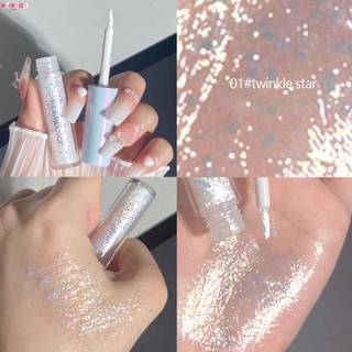 HERORANGE ของเหลวเน้นเพชรของเหลวอายแชโดว์สดใสนอนไหมปากกาเรียบและมันวาวแต่งหน้าปากกายาวนานกันน้ำและไม่เลอะ