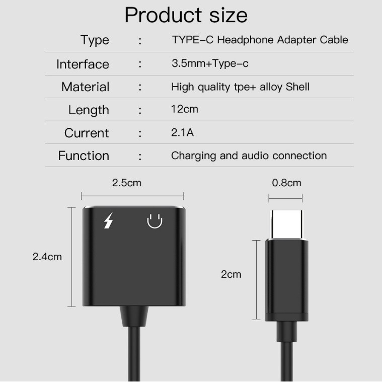 อะแดปเตอร์-แปลง-usb-type-c-to-3-5mm-earphone-jack-adapter-aux-audio-cable-headphone-charger-charging-usb-c-converter