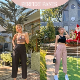 สินค้า PERFECT LILY PANTS​ กางเกงทรงบอย เอวป้ายแต่งกระดุมเม็ดเล็ก2เม็ด บอยกระบอกเล็ก บอย 9 ส่วน กางเกงผู้หญิง