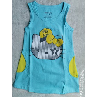 Hello Kitty เดรสแขนกุดพิมพ์ลายคิตตี้ สีฟ้า size : 1y