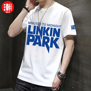 ผู้ชายอินเทรนด์แฟชั่นแขนสั้นฤดูร้อนลินคอล์นพิมพ์ลายตัวอักษรป่าง่ายเสื้อยืดทุกวันฝ้ายสลิมฟิตเสื้อกลางแจ้งลำลองแขนสั้น