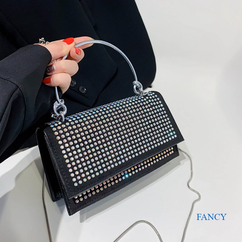 fancy-กระเป๋าคลัทช์-สะพายไหล่-ประดับคริสตัล-พลอยเทียม-สีเงิน-หรูหรา-แวววาว-เหมาะกับงานเลี้ยง-งานแต่งงาน