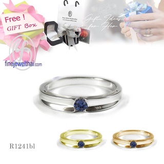 Finejewelthai-แหวนไพลิน-แหวนเงินแท้-แหวนพลอย-Blue-Sapphire-Silver-Ring-R1241bl (เลือกสีตัวเรือนได้)