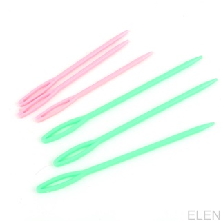 6pcs Large-Eye Plastic Needles Weaving Sewing Knitting Needles Colorful ELEN