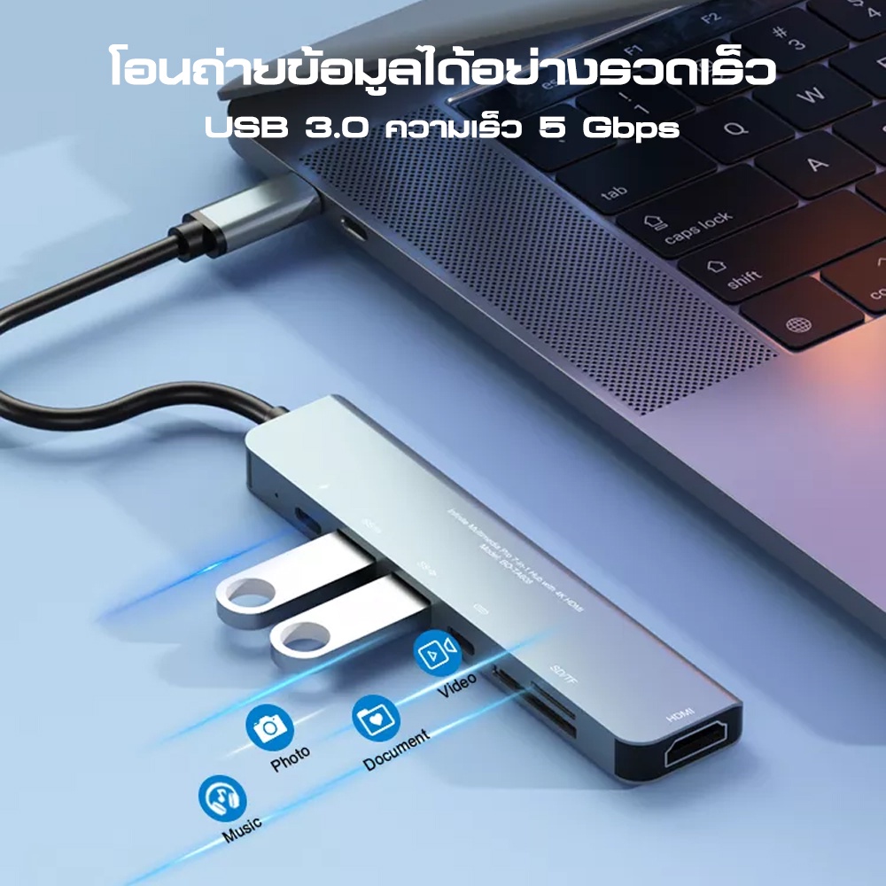 bwoo-ta608-multi-hub-7-in-1-adapter-แปลงสัญญาณถ่ายโอนข้อมูลได้หลากหลาย