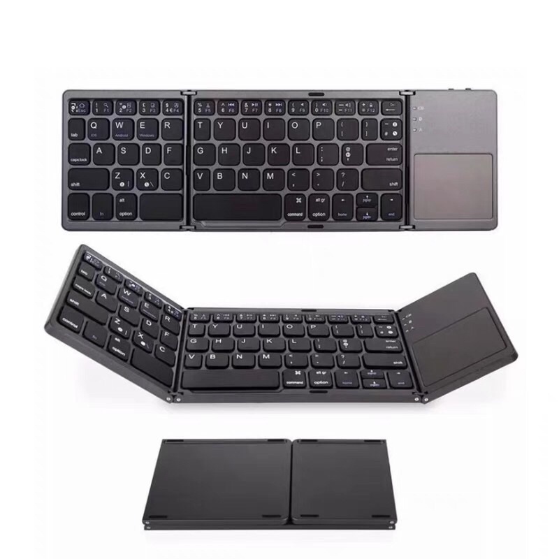 คีย์บอร์ดบลูทูธพับได้-keyboard-bluetoothพับได้-มีtouch-pad-ในตัว-รุ่น-b033-สีดำ-มีสติ๊กเกอร์ภาษาไทยแถมให้นะครับ