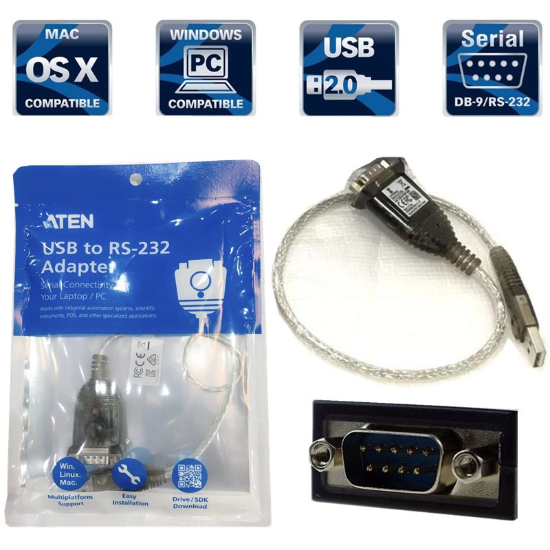 ATEN สาย USB to Serial สาย USB to RS232 รุ่น UC-232A (สีเงินน้ำตาล ...