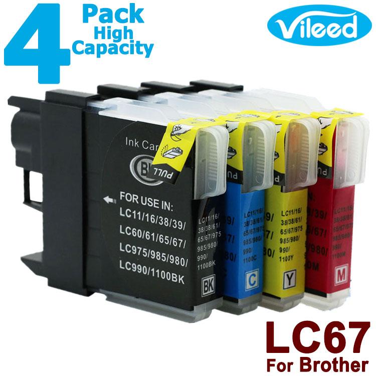 [สต็อกประเทศไทย]4 Pack LC67 BK C M Y Ink Cartridge Full Set for Brother ...