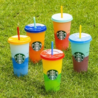 Starbucks ขวดน้ํา เปลี่ยนสีได้ สไตล์สร้างสรรค์ แฟชั่นฤดูร้อน