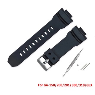 สินค้า สายนาฬิกา 29x16 mm ใช้ได้กับ Casio G Shock GA-150/200/201/300/310/GLX และ Sport Watch (สีดำด้าน)