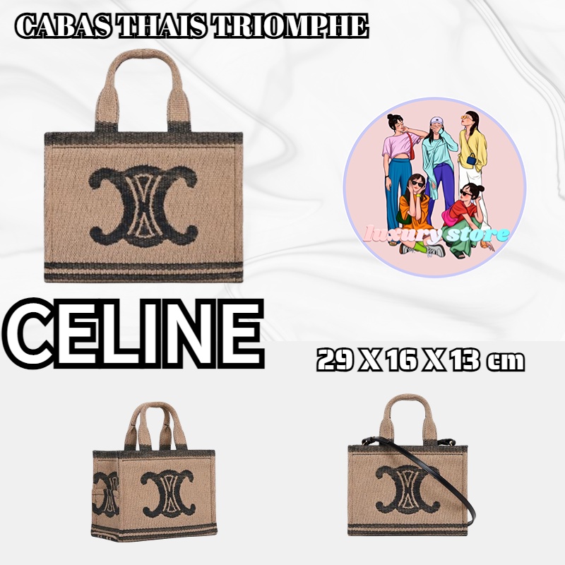 celine-celine-cabas-thais-เล็ก-triomphe-ผ้ากระเป๋าหนังวัว-กระเป๋าผู้หญิง-กระเป๋า-crossbody-ล่าสุด-ยุโรปซื้