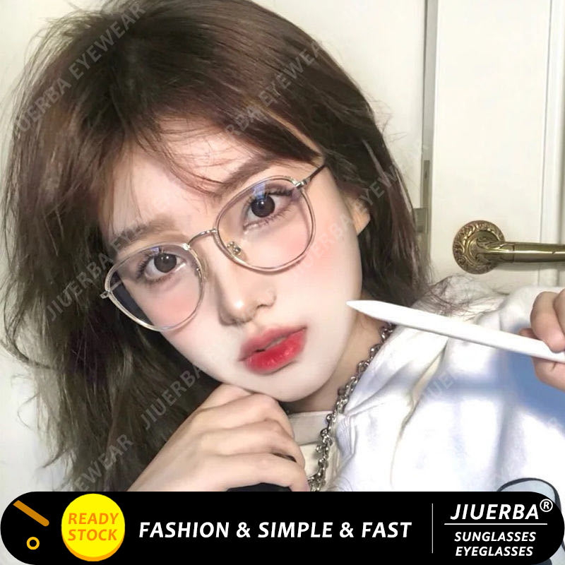 ภาพหน้าปกสินค้าแว่นตา กรอบกลม ป้องกันรังสี กันแสงสีฟ้า สไตล์เกาหลี วินเทจ แฟชั่นสำหรับผู้หญิง จากร้าน jiuerba.th บน Shopee