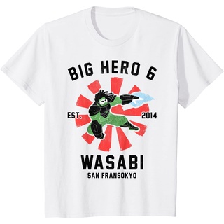เสื้อยืดผ้าฝ้ายพรีเมี่ยม เสื้อยืด พิมพ์ลายกราฟฟิค Disney Big Hero 6 Wasabi