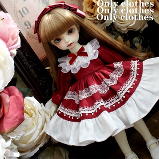 ตุ๊กตา BJD อุปกรณ์เสริม diy วินเทจสีแดงโลลิต้าชุดเจ้าหญิง 1/4 สาวกระโปรงของเล่น 1/6 ที่กำหนดเอง