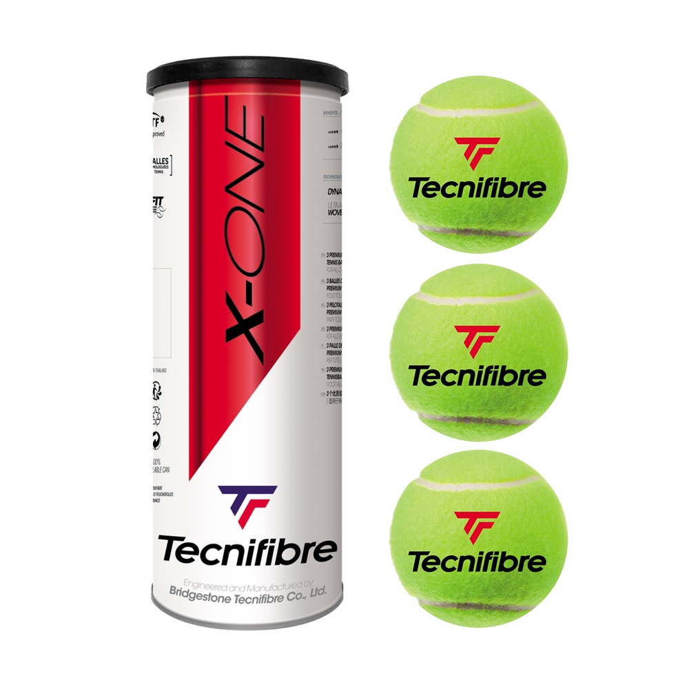 ราคาและรีวิวTecnifibre ลูกเทนนิส X-One 3 Tennis Balls Tube  Green ( 3490150058087 ) กระป๋องละ 3 ลูก