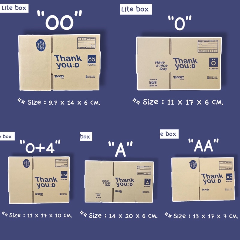 ภาพสินค้า(ใส่RCWFEVKDลด30) แพ็คละ 10 ใบ กล่องไปรษณีย์ สีน้ำเงิน พัสดุ เบอร์ 00/0/0+4/A/AA/B/2B/C/D ลายThank you จากร้าน dtacjjj บน Shopee ภาพที่ 2