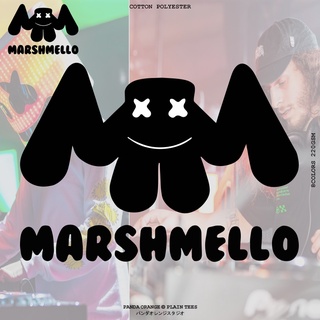 เสื้อคู่รัก - marshmello tshirt สําหรับผู้ชาย wihte เสื้อยืดเกาหลีสีดําสําหรับผู้หญิงเสื้อยืดหลวม