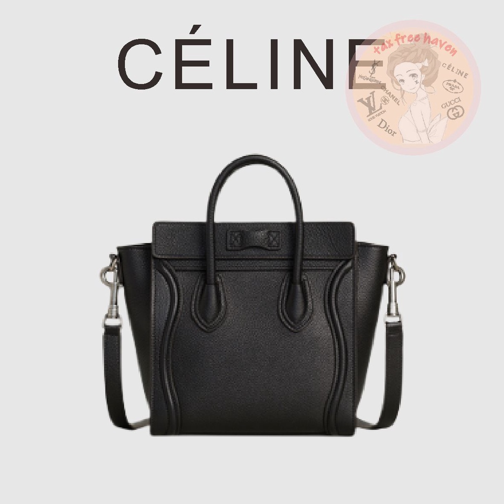 shopee-ถูกที่สุด-100-ของแท้-celine-brand-new-luggage-nano-cow-leather-handbag